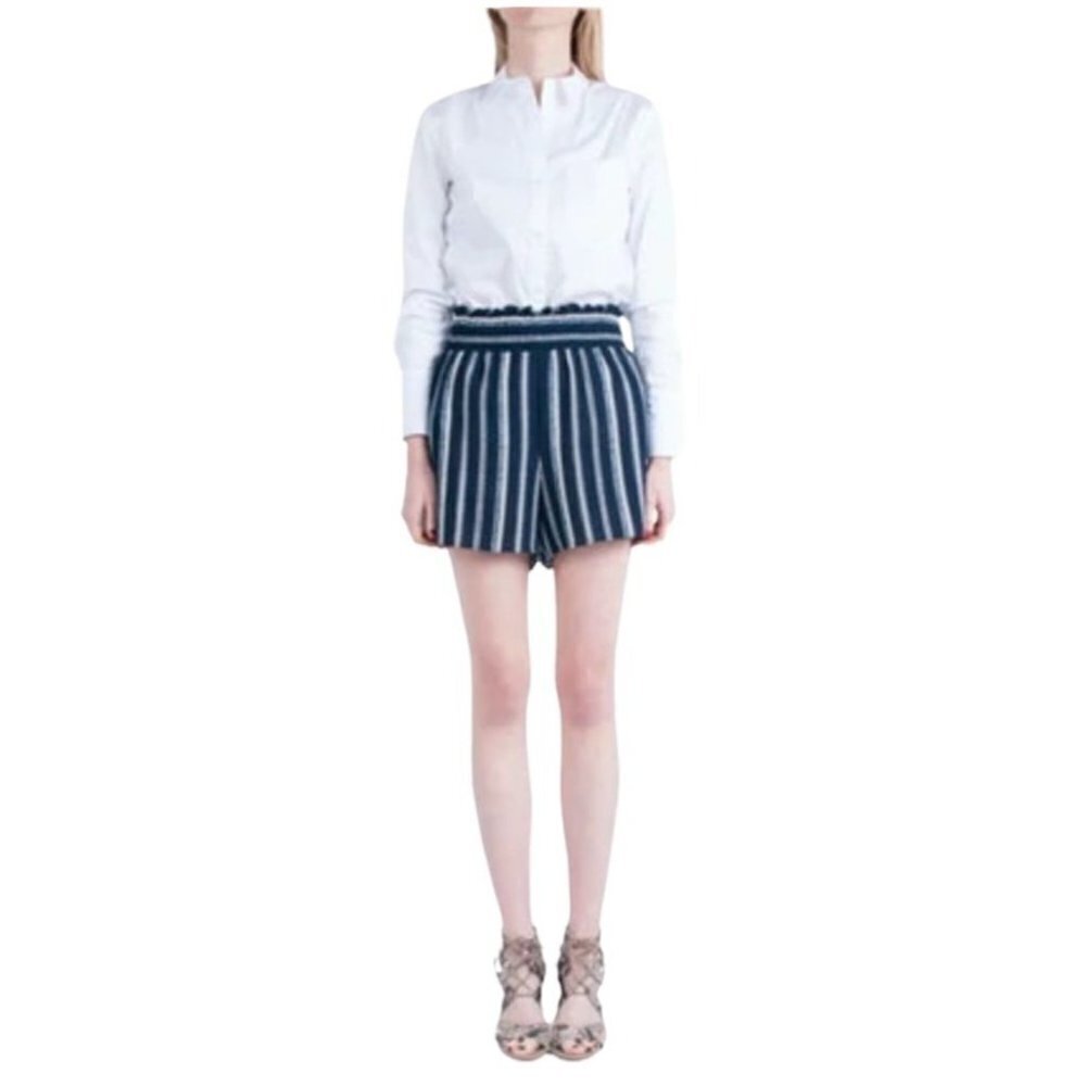 Waverly Grey Violet Shorts Women Large Blue White Striped Elastic Waist NWT - Picture 2 of 10